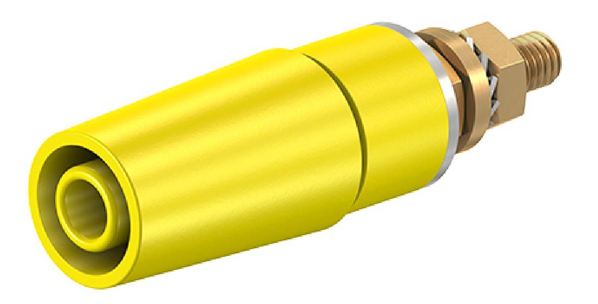 Stäubli 4 mm Bananenbuchse Gelb, Kontakt vergoldet, 600V / 32A Bolzen-0