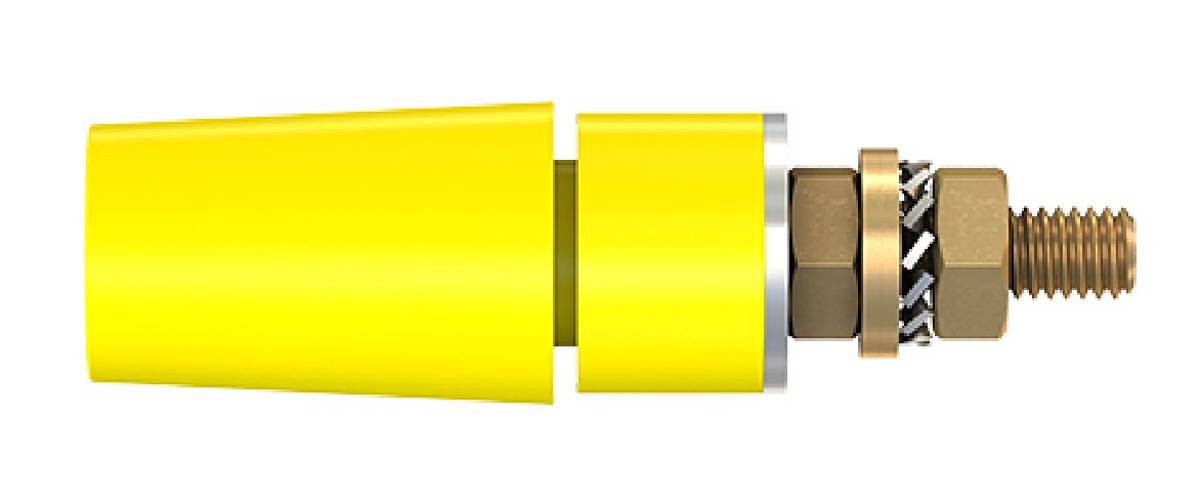 Stäubli 4 mm Bananenbuchse Gelb, Kontakt vergoldet, 600V / 32A Bolzen-1