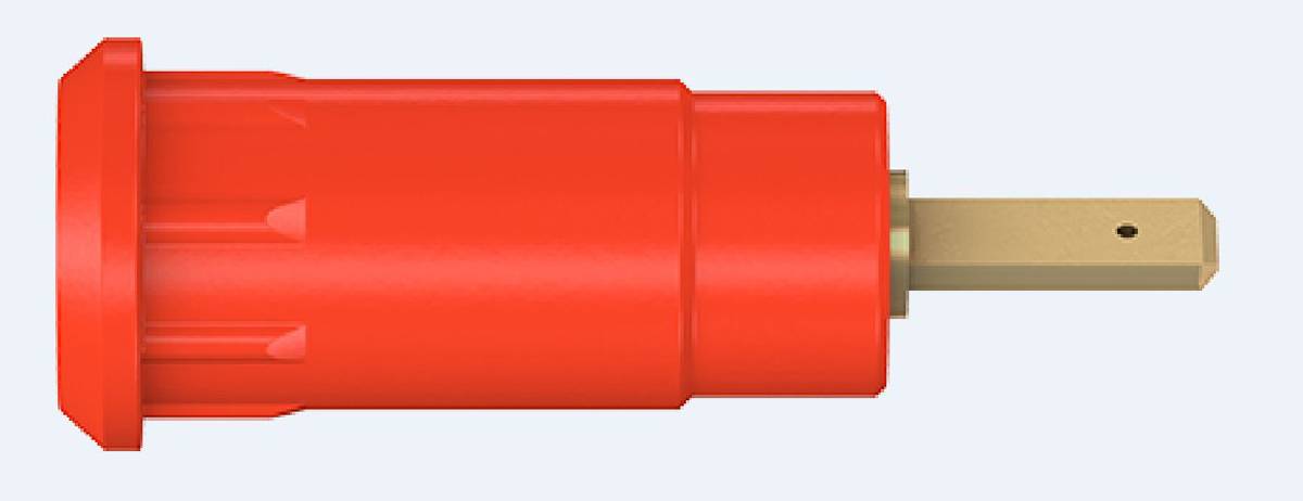 Stäubli SEB2-F2,8 Einpressbuchse 2 mm rot vergoldet mit Flachstecker 2,8 mm-1