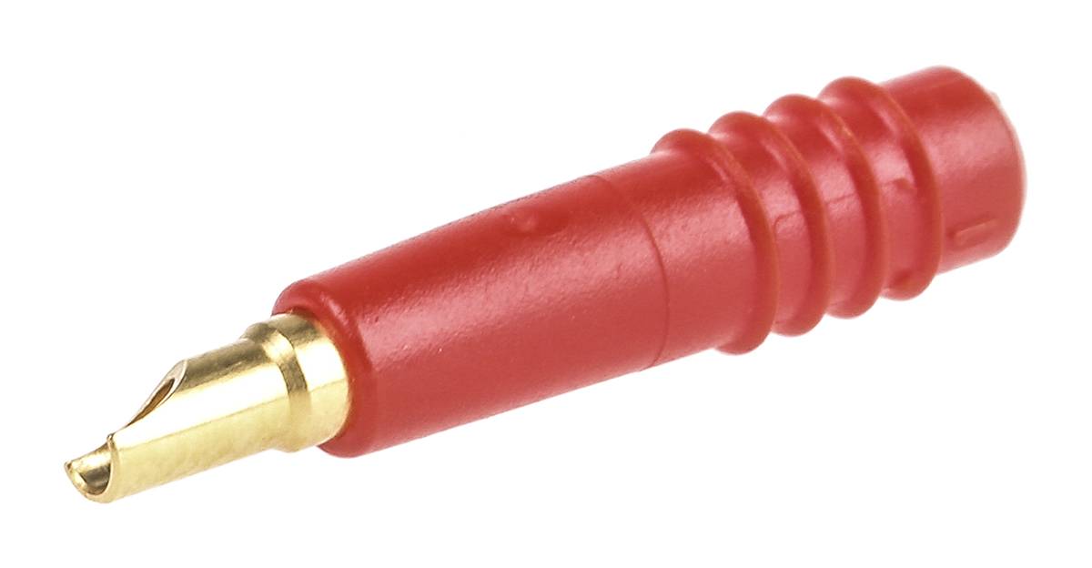 Stäubli 1mm Bananenbuchse Rot, Kontakt vergoldet, 30 V, 60V dc / 6A, Lötanschluss-0