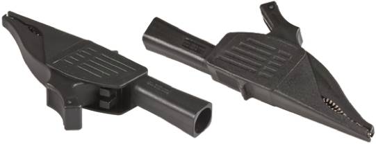 Stäubli Messing 39.5mm Krokodilklemme, Schwarz isoliert, 19A-1