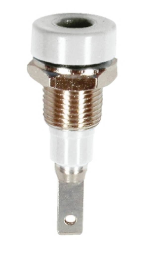Stäubli 2mm Bananenbuchse Weiß, Kontakt versilbert, 30 V, 60V dc / 10A Flachstecker