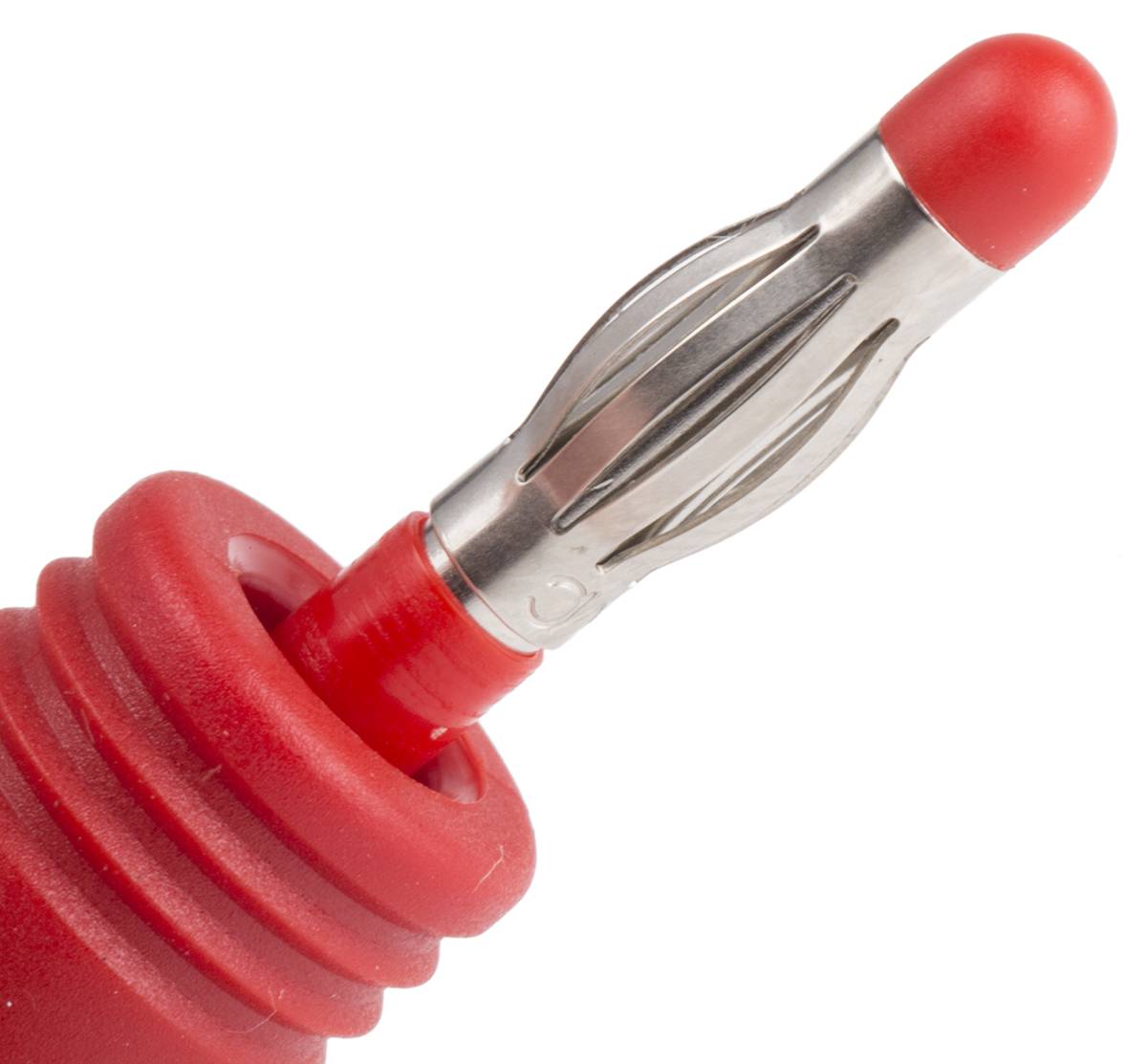 Stäubli A4/4-Z Adapter rot 4 mm Lamellenstecker isoliert auf 4 mm Buchse-1