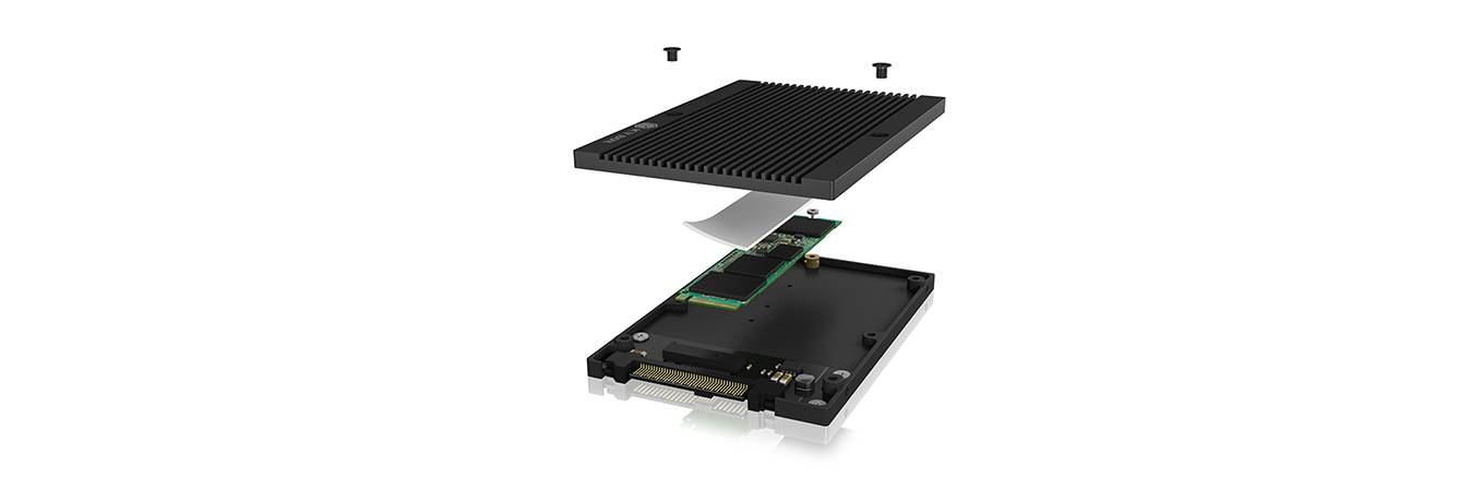 IB-M2U04, M.2 PCIe NVMe zu 2,5" U.2 (SFF-8639) Adapter, 9,5 mm, Aluminium, schwarz-4