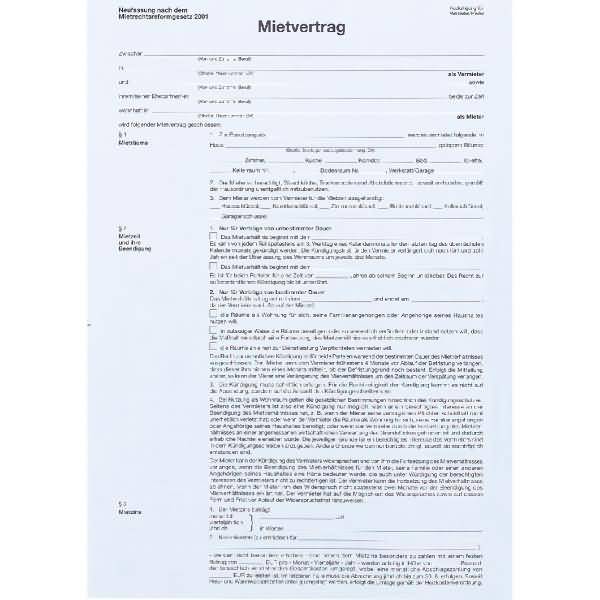 Vordruck Mietvertrag A4 Wohnraum-0