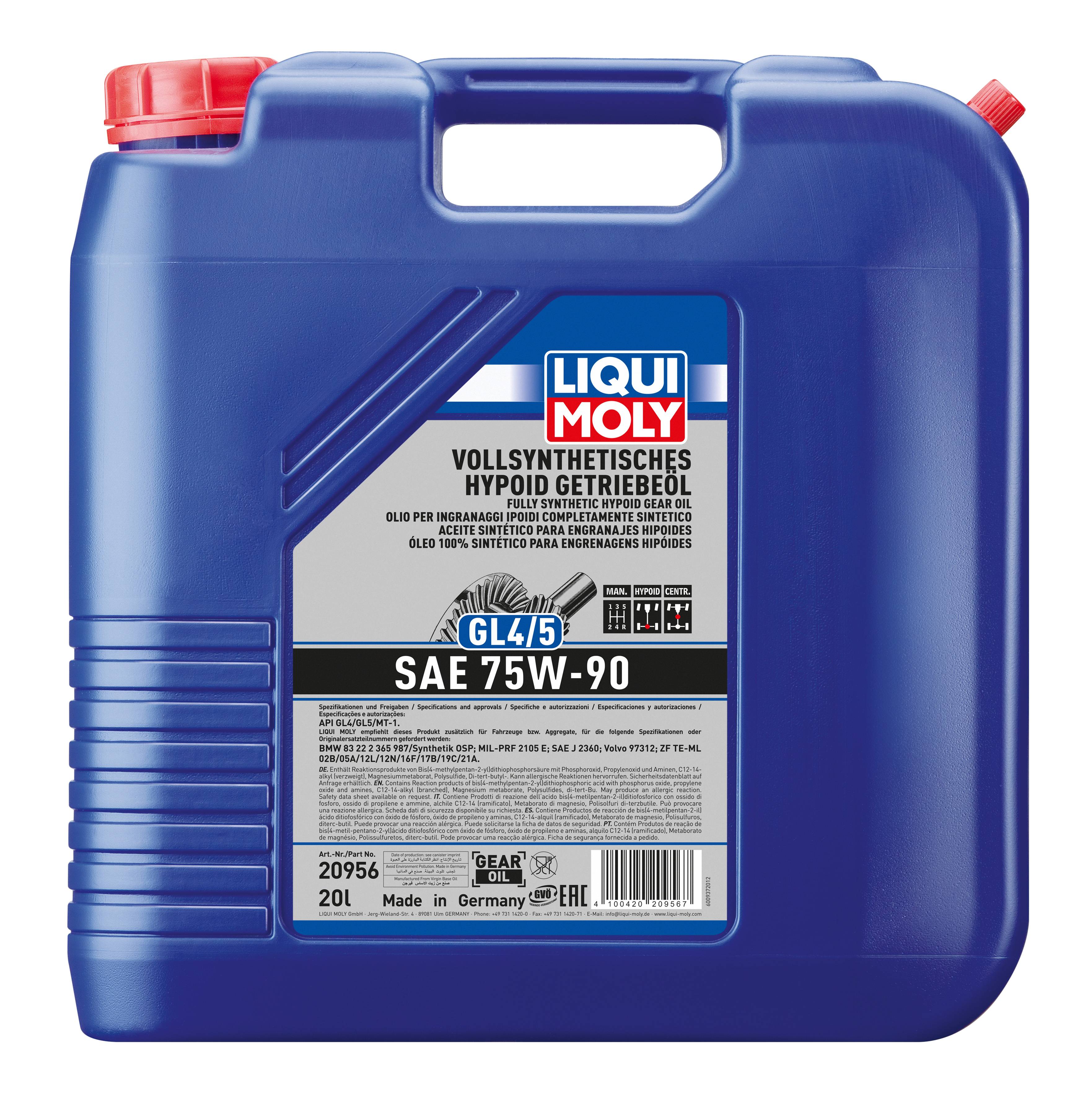 Vollsynthetisches Hypoid Getriebeöl (GL4/5) 75W-90, 1 Stück je 20 l-0
