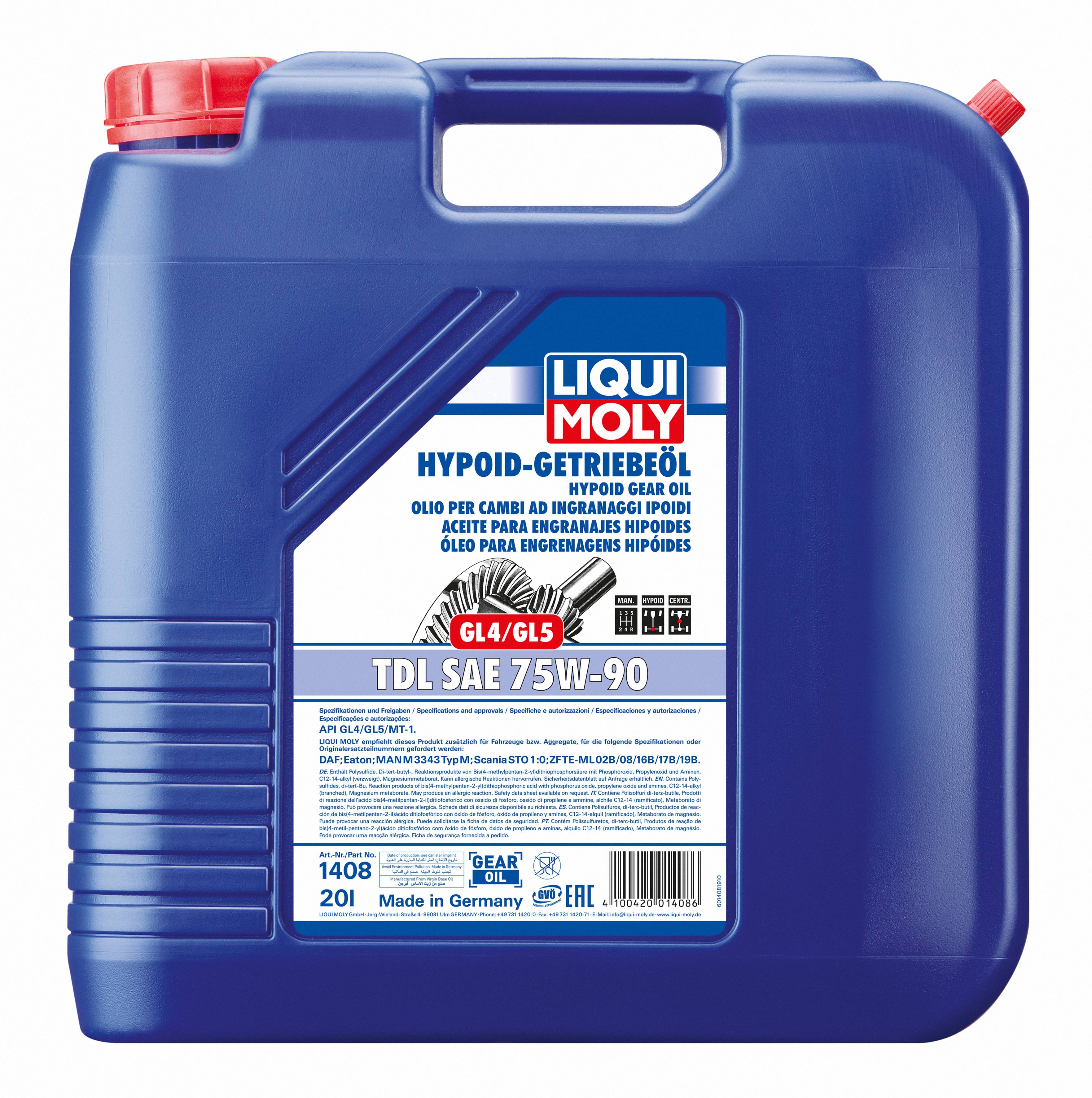 Hypoid-Getriebeöl (GL4/5) TDL SAE 75W-90, 1 Stück je 20 l-0