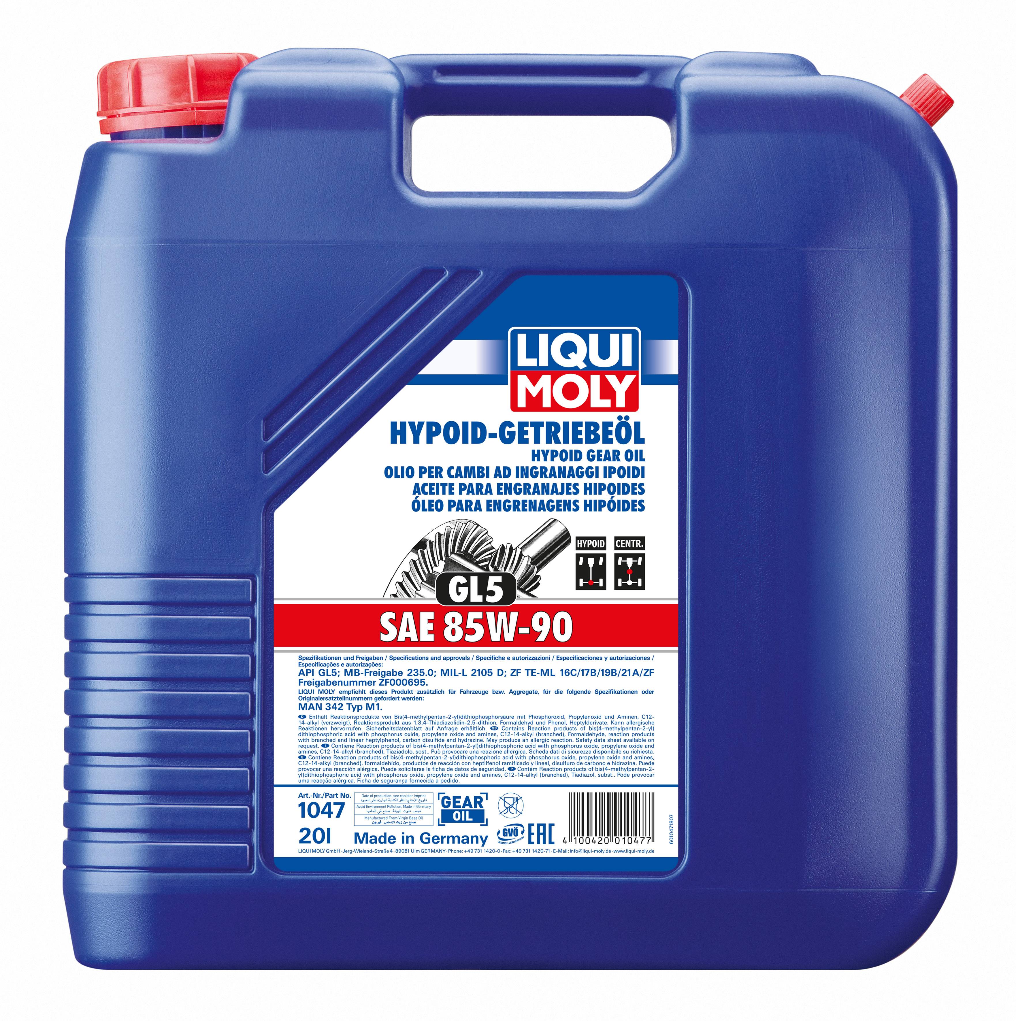 Hypoid-Getriebeöl (GL5) SAE 85W-90, 1 Stück je 20 l