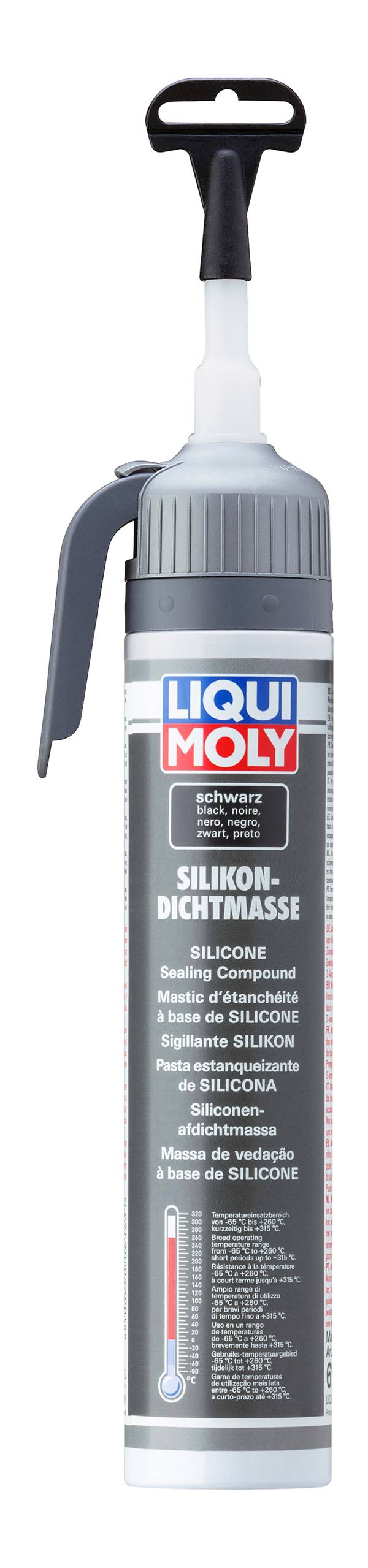 Silikondichtmasse schwarz, 6 Stück je 200 ml