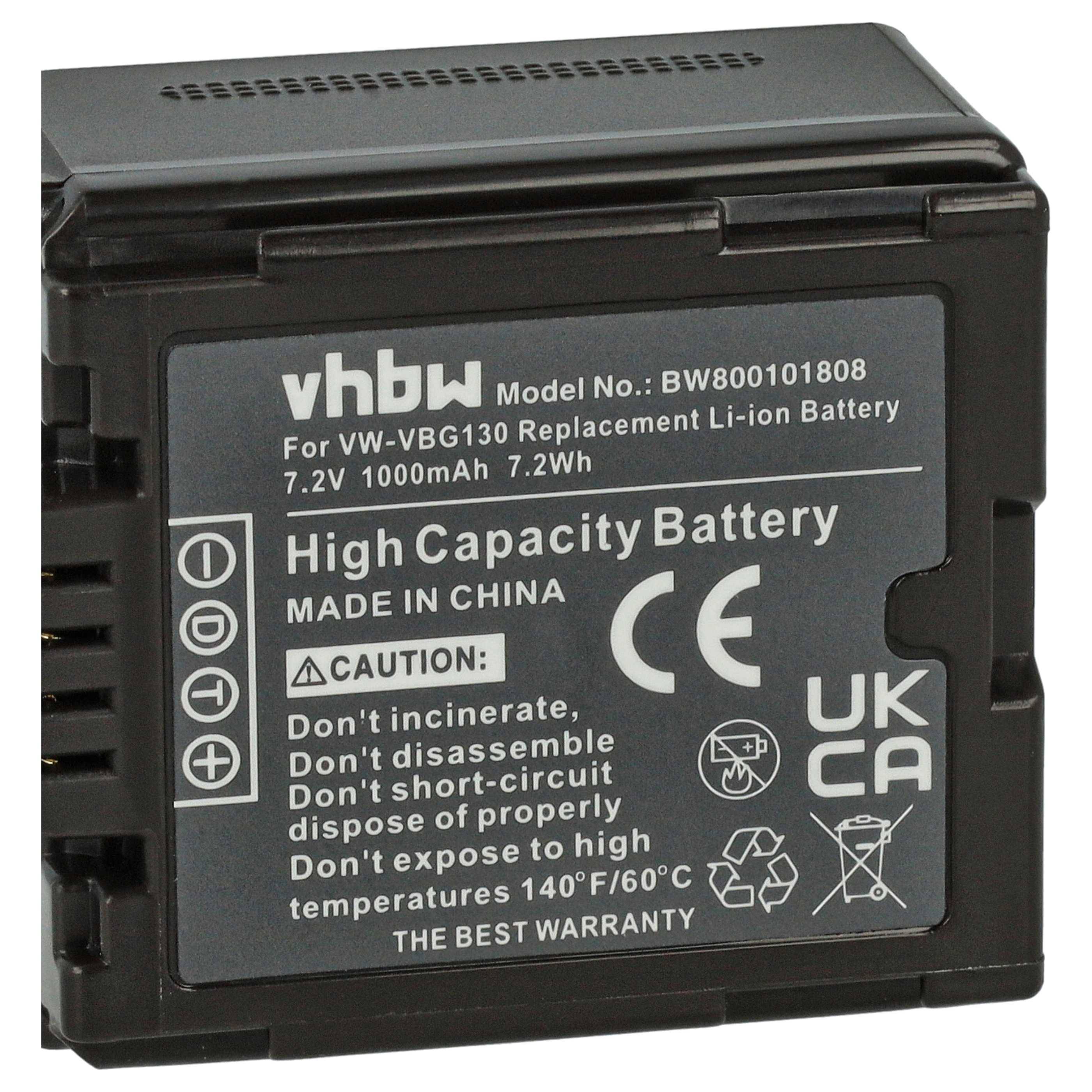 vhbw 3x Akku kompatibel mit Panasonic HDC-SD707 | HDC-SDT750, HDC-SD9 Videokamera Camcorder (1000 mAh, 7,2 V, Li-Ion) +-4