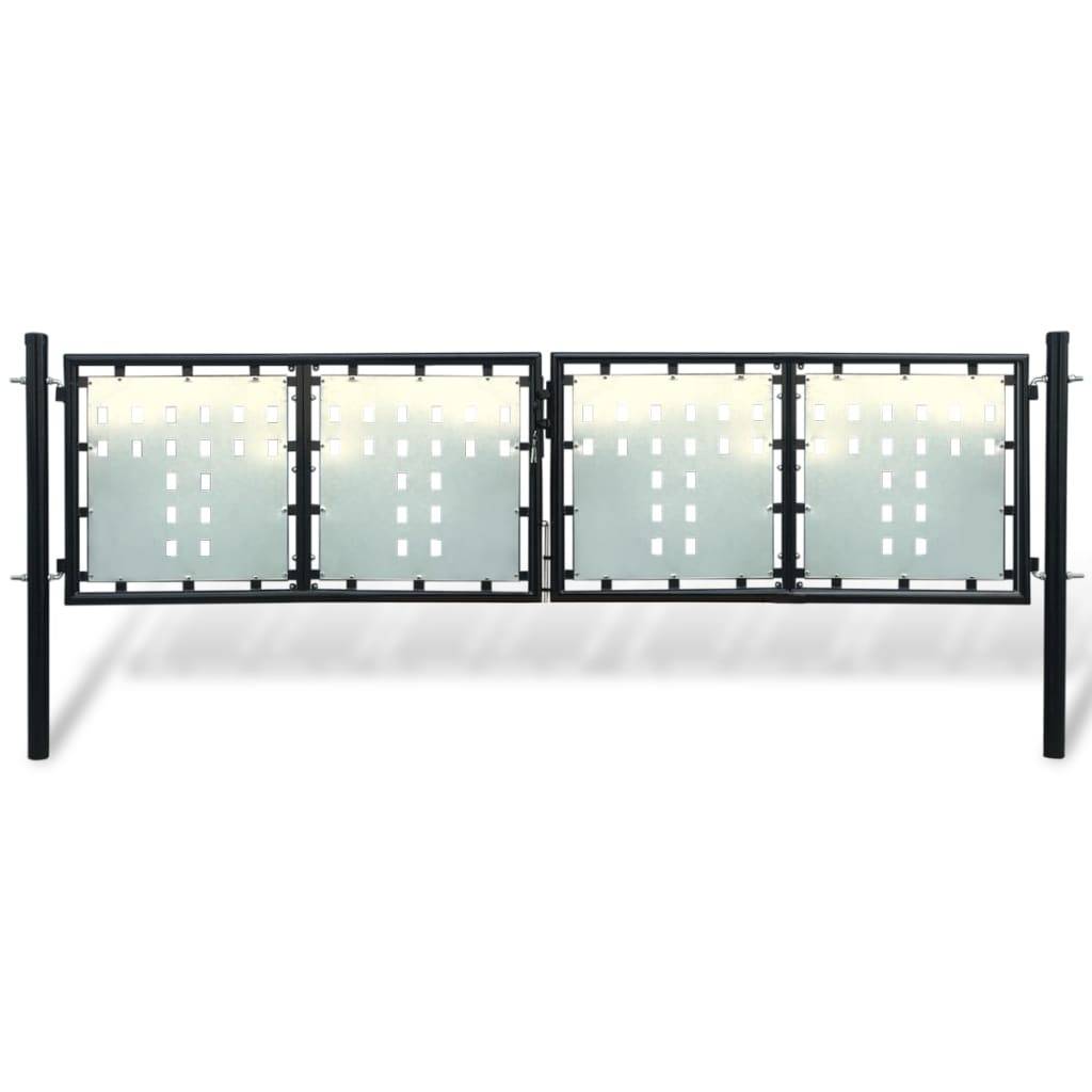 vidaXL Schwarzes Einzeltor für Zäune 300 x 75 cm