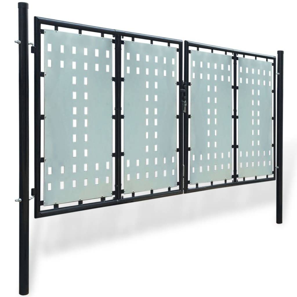 vidaXL Schwarzes Einzeltor für Zäune 300 x 125 cm-1