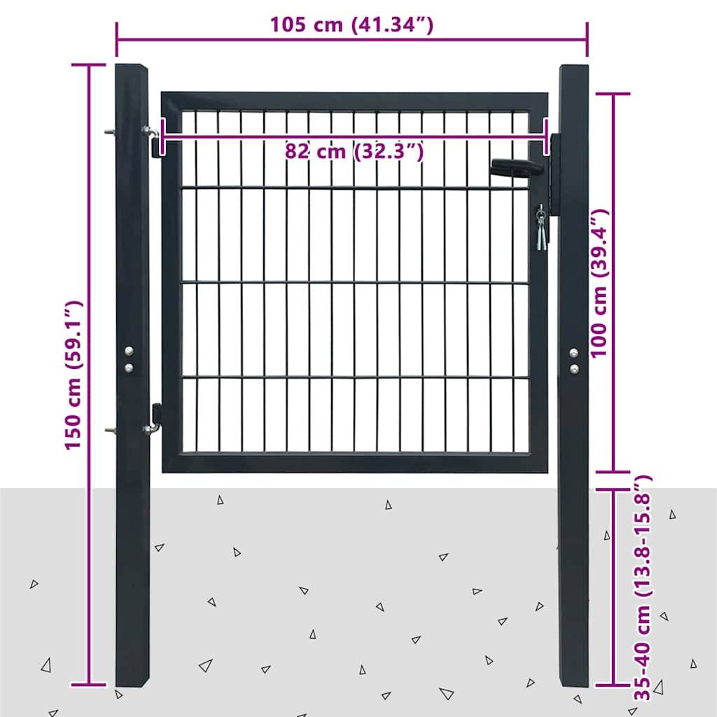 vidaXL Zauntor Stahl Anthrazit 100x100 cm-2