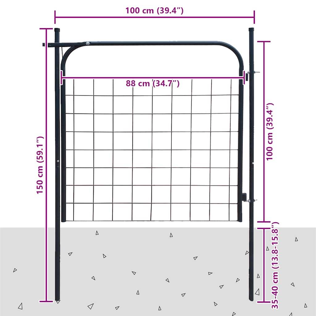 vidaXL Gartentor 100x100 cm Anthrazit-4