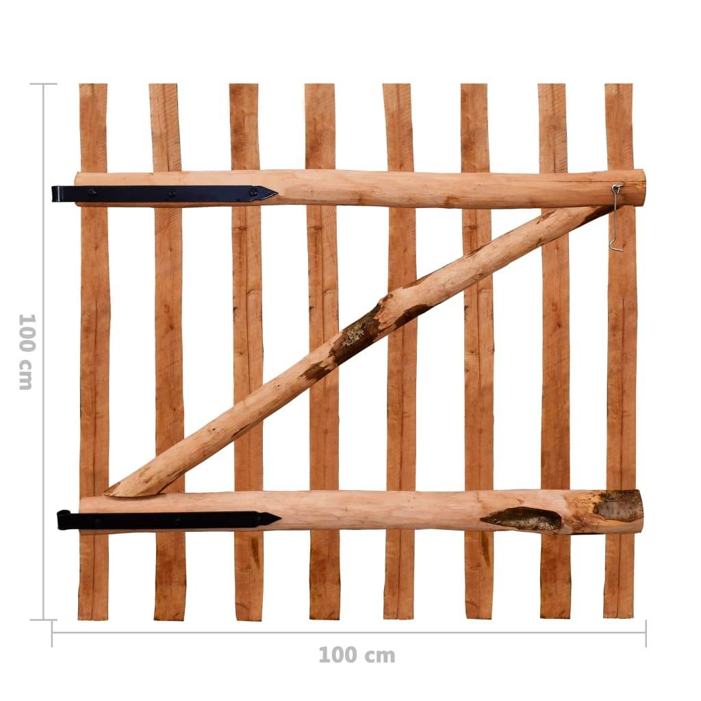 vidaXL Zauntor Einflügelig Haselnussholz Imprägniert 100×100 cm-4