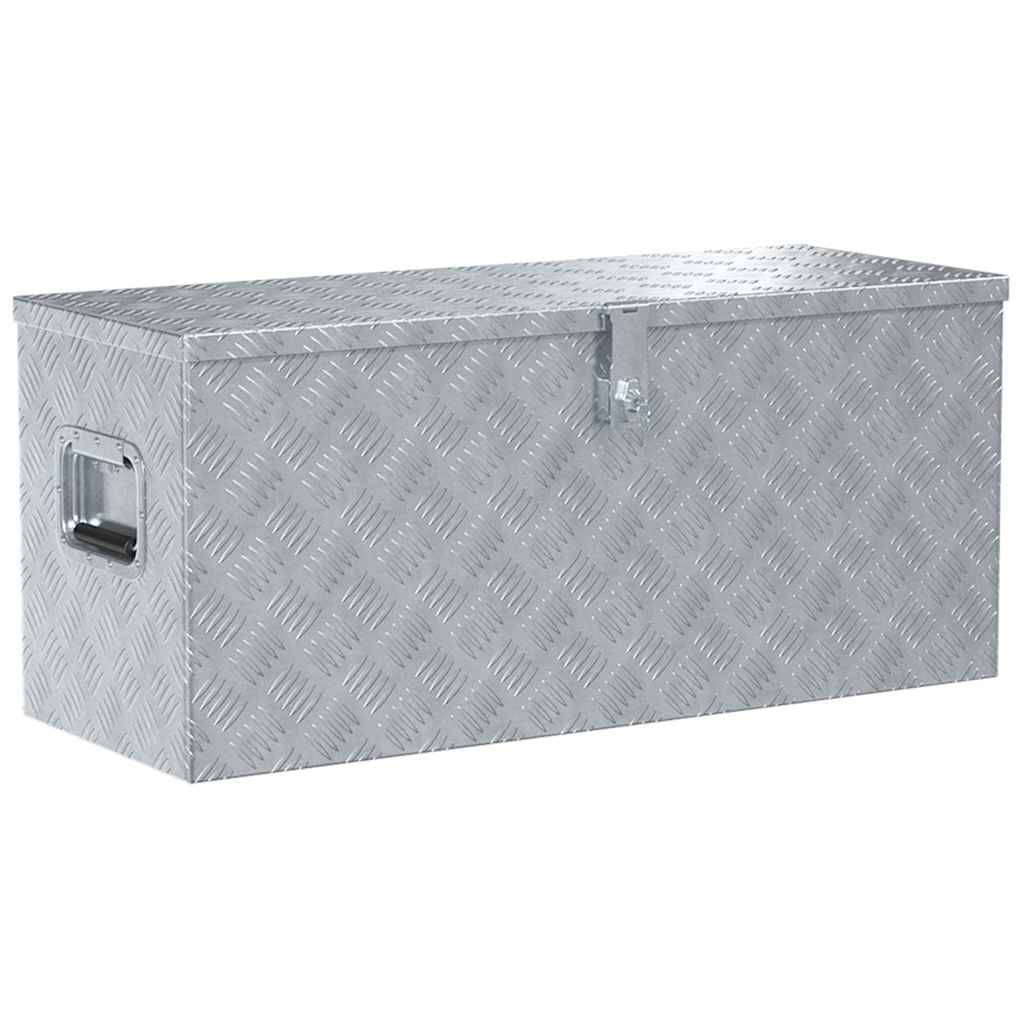 vidaXL Aluminiumkiste 90,5×35×40 cm Silbern-0
