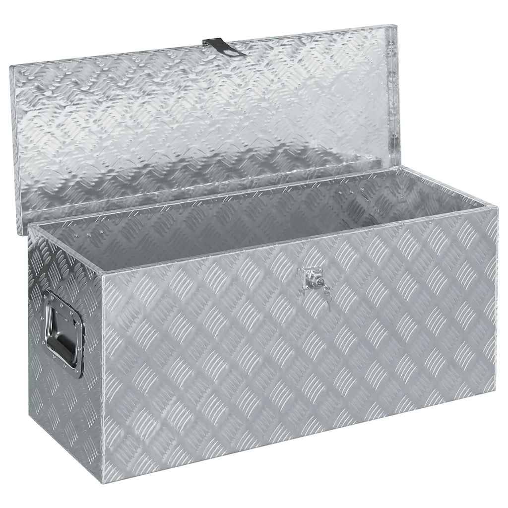 vidaXL Aluminiumkiste 90,5×35×40 cm Silbern-2