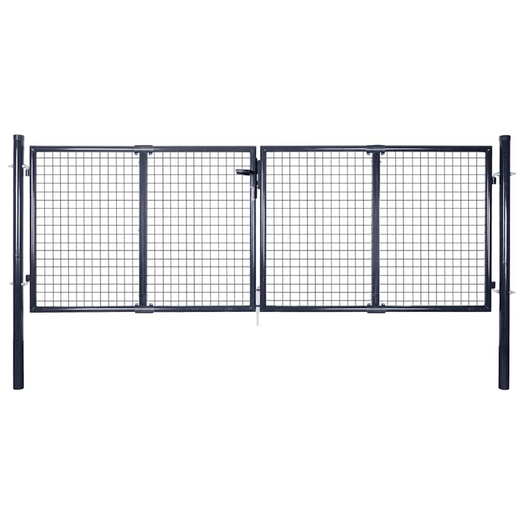 vidaXL Maschen-Gartentor verzinkter Stahl 300 x 75 cm Grau
