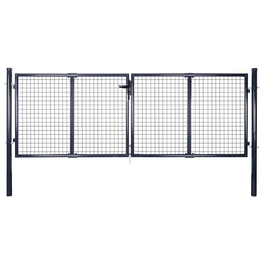 vidaXL Maschen-Gartentor verzinkter Stahl 300 x 100 cm Grau-0
