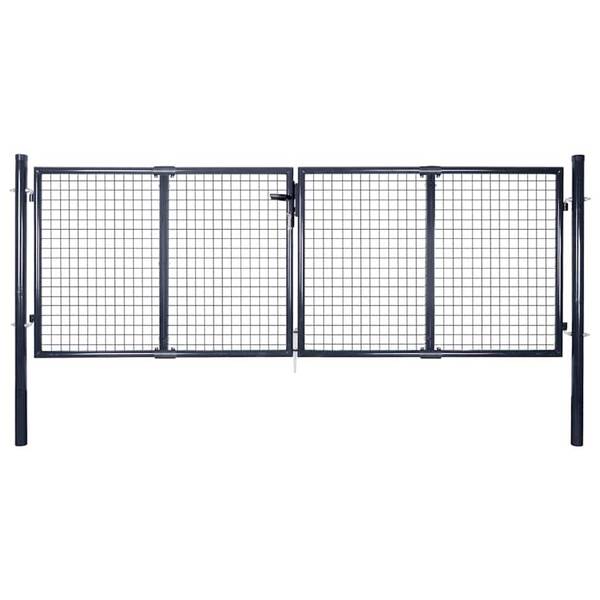 vidaXL Maschen-Gartentor verzinkter Stahl 300 x 100 cm Grau