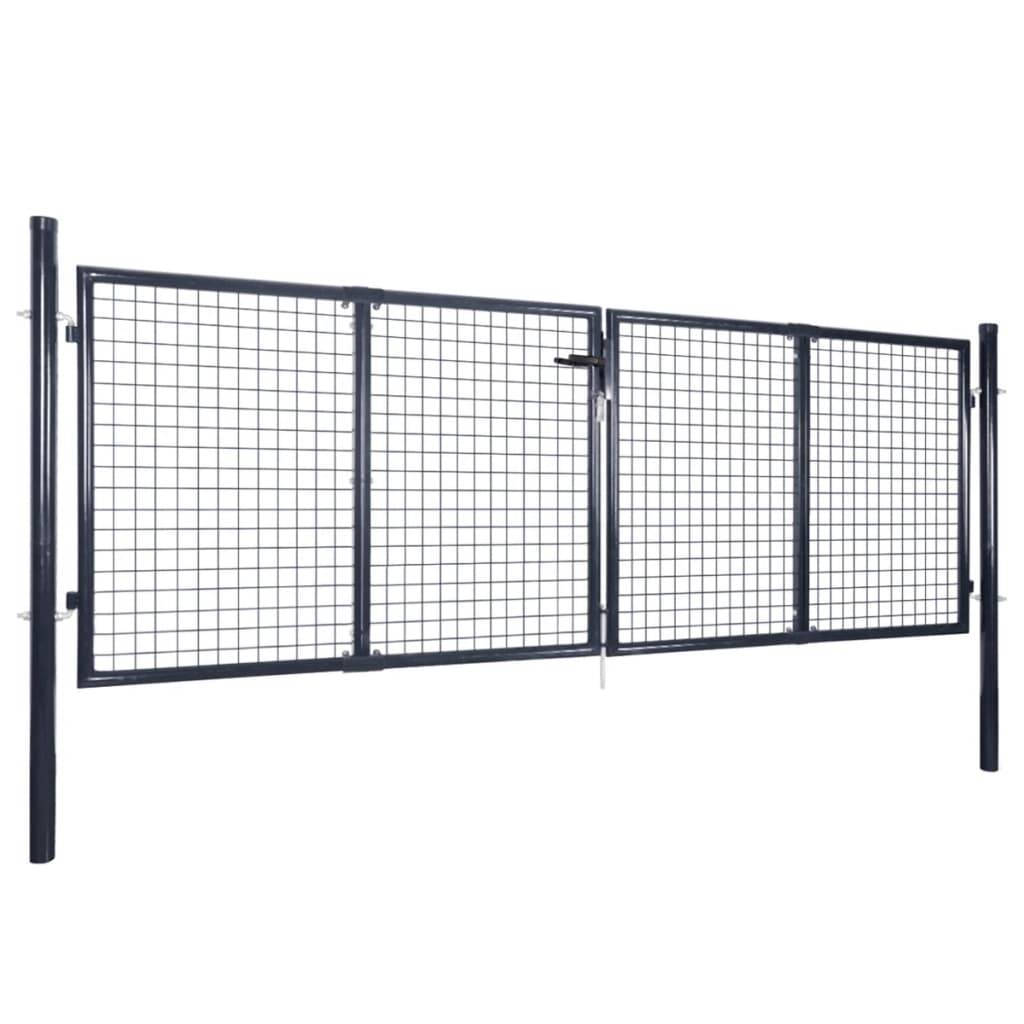 vidaXL Maschen-Gartentor verzinkter Stahl 300 x 100 cm Grau-1