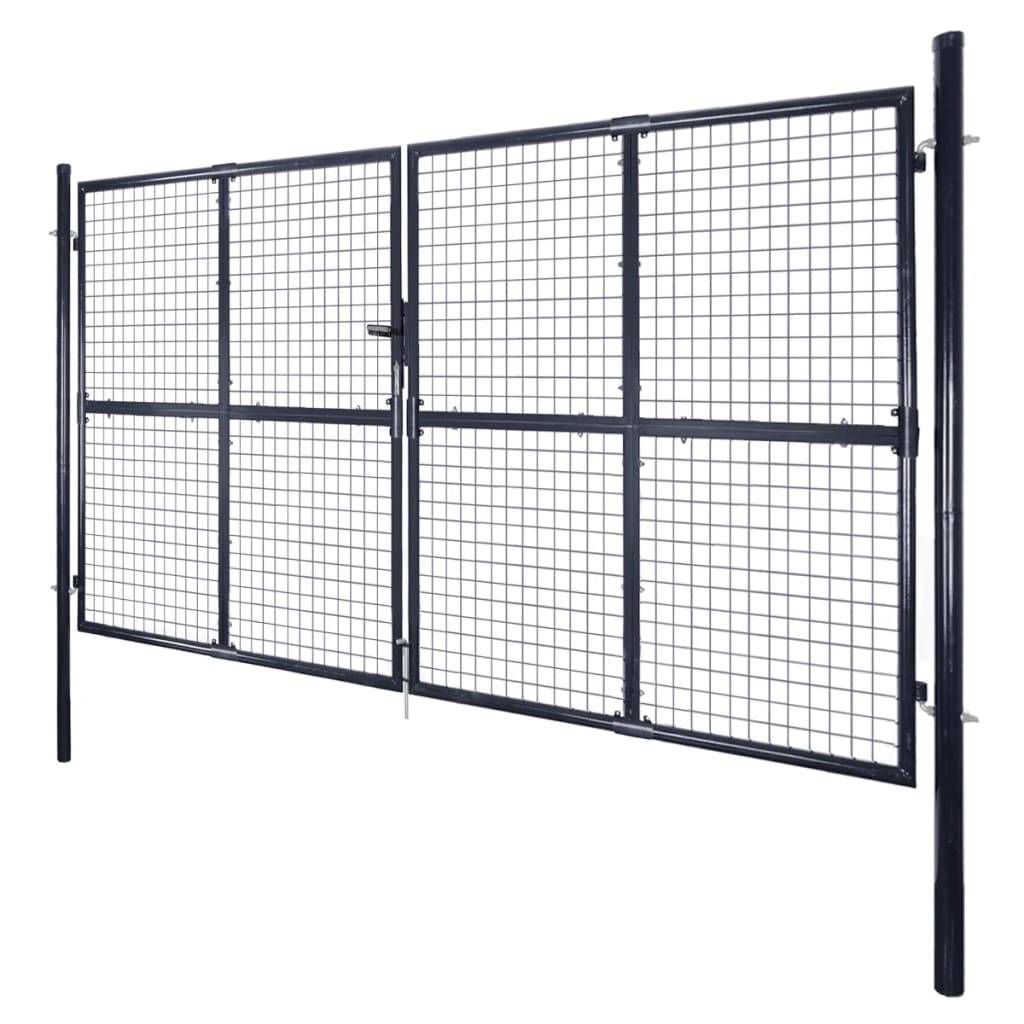 vidaXL Maschen-Gartentor verzinkter Stahl 300 x 200 cm Grau-1