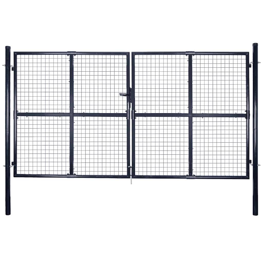 vidaXL Maschen-Gartentor verzinkter Stahl 300 x 200 cm Grau-0