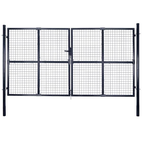 vidaXL Maschen-Gartentor verzinkter Stahl 300 x 200 cm Grau