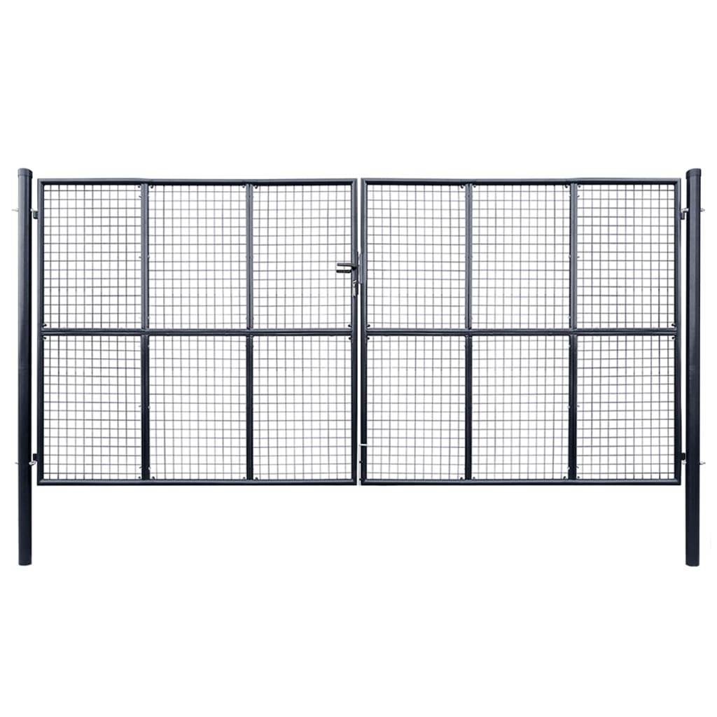 vidaXL Maschen-Gartentor verzinkter Stahl 400 x 200 cm Grau-0