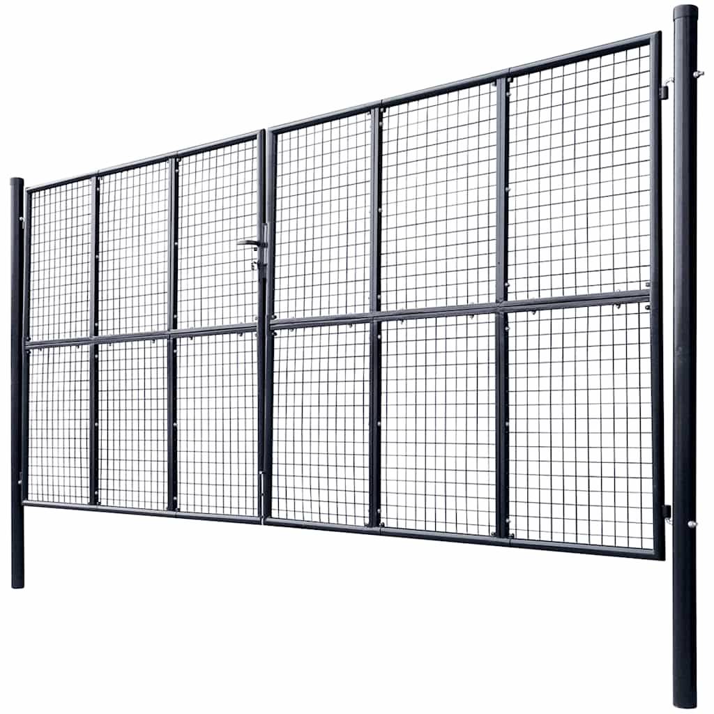 vidaXL Maschen-Gartentor verzinkter Stahl 400 x 200 cm Grau-1