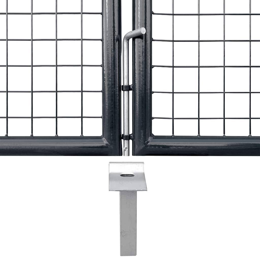 vidaXL Maschen-Gartentor verzinkter Stahl 400 x 200 cm Grau-3