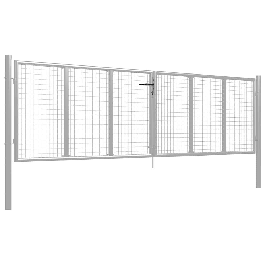 vidaXL Gartentor verzinkter Stahl 400 x 100 cm Silber-1
