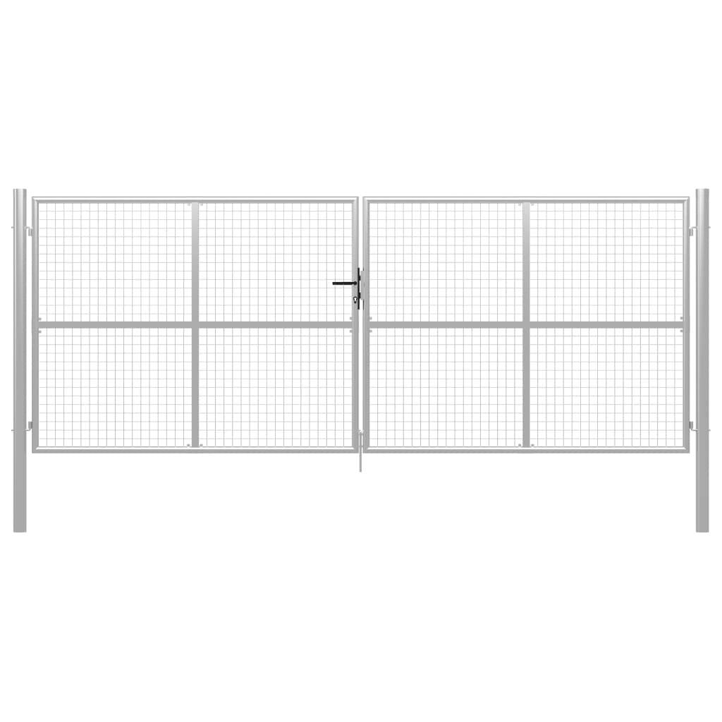 vidaXL Gartentor verzinkter Stahl 400 x 150 cm Silber-0
