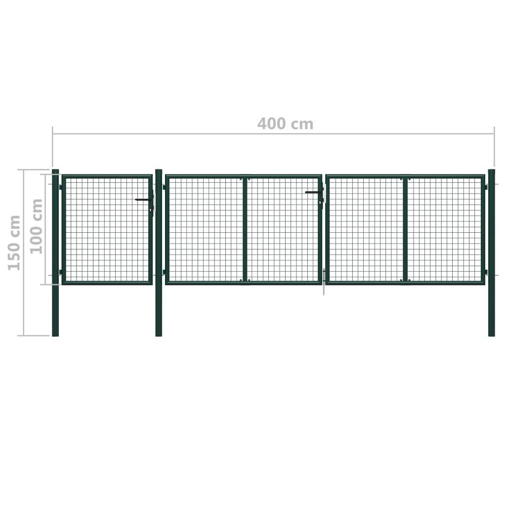vidaXL Gartentor aus Stahl 400 x 100 cm Grün-3