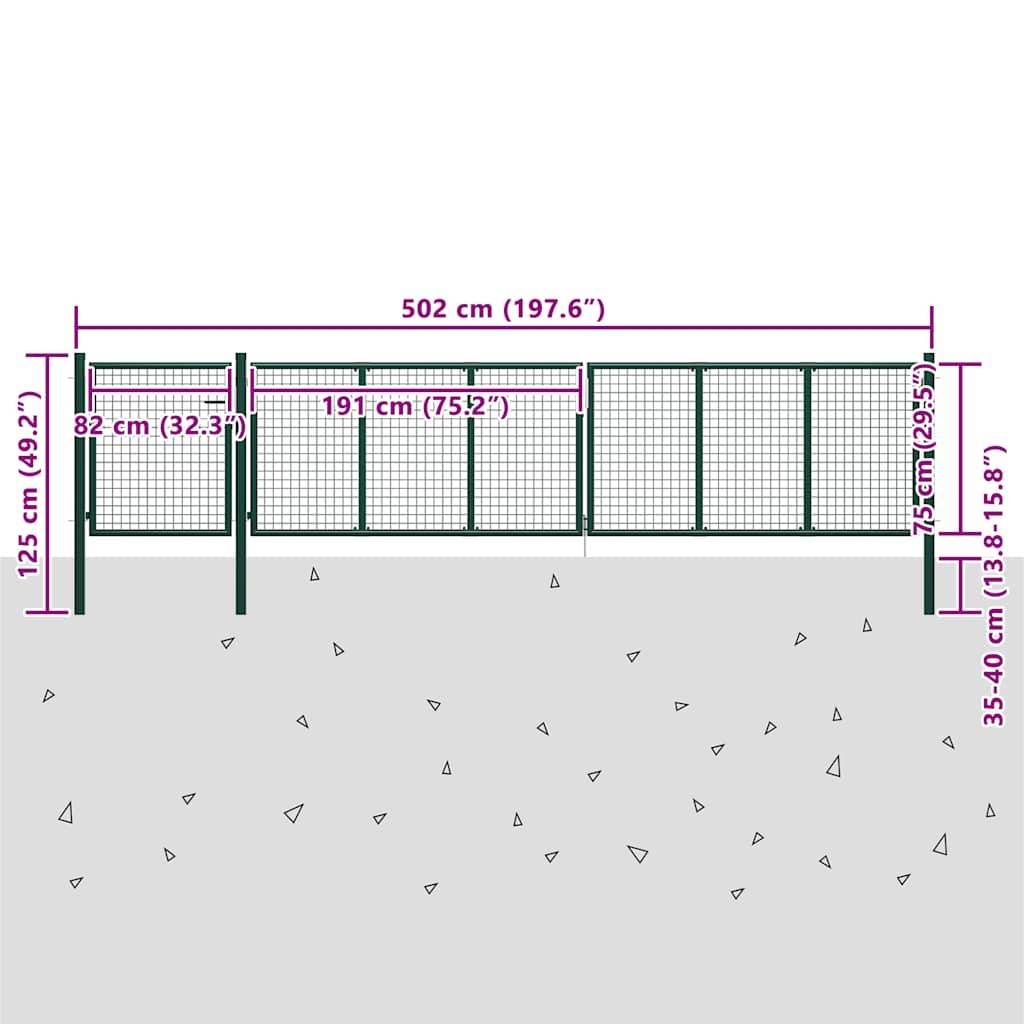vidaXL Gartentor aus Stahl 500 x 75 cm Grün-2