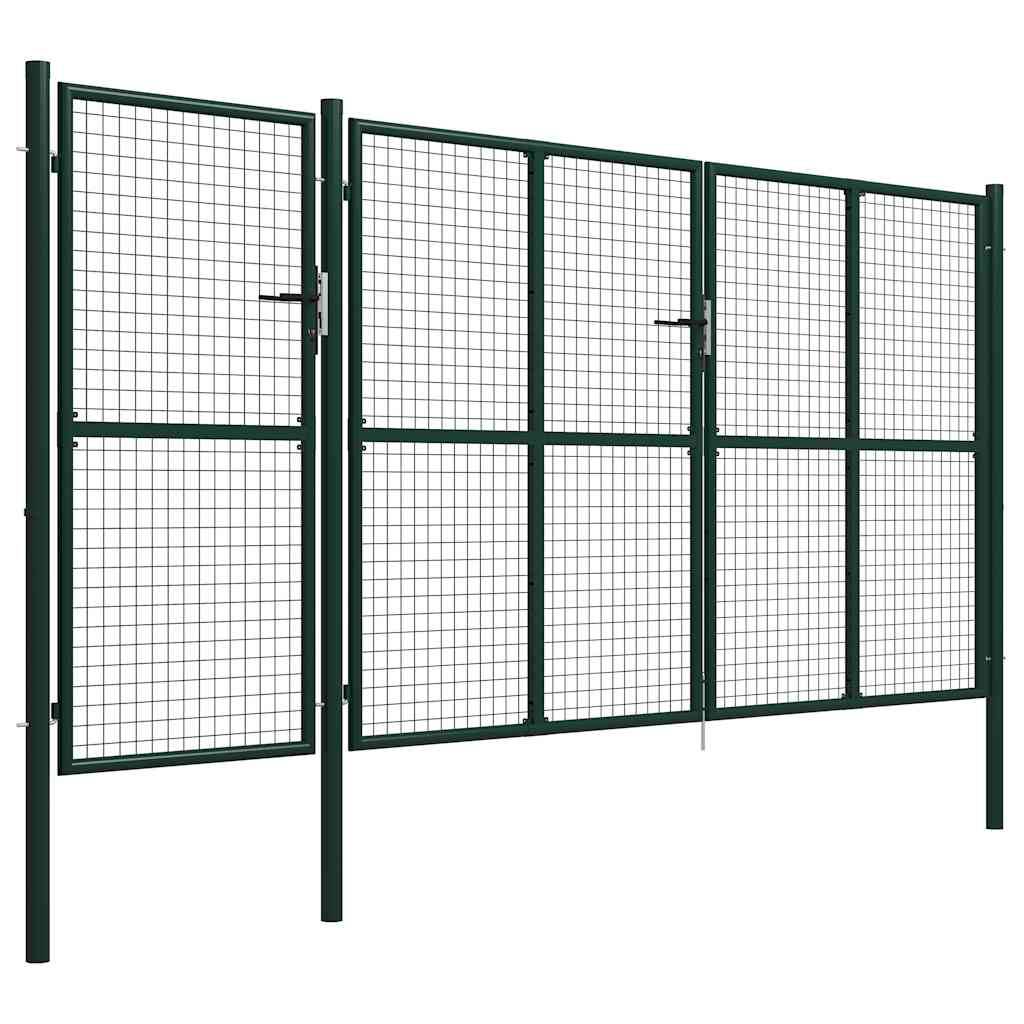Gartentor Stahl 400 x 150 cm Grün-2