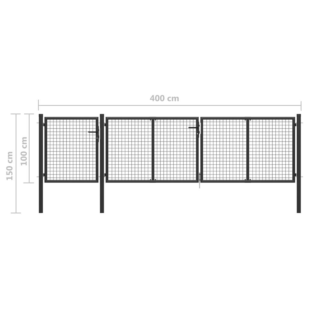 vidaXL Gartentor aus Stahl 400 x 100 cm Anthrazit-4