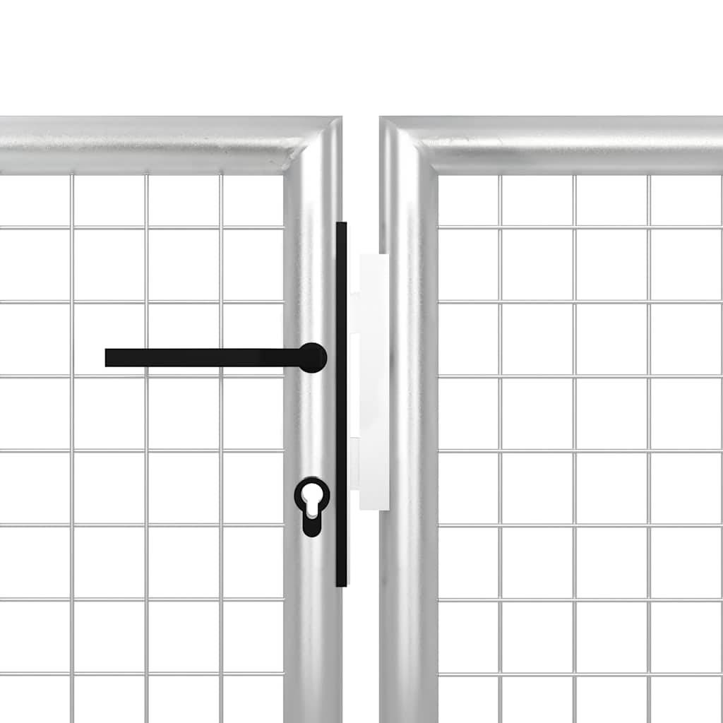 vidaXL Gartentor Stahl 350 x 100 cm Silbern-2