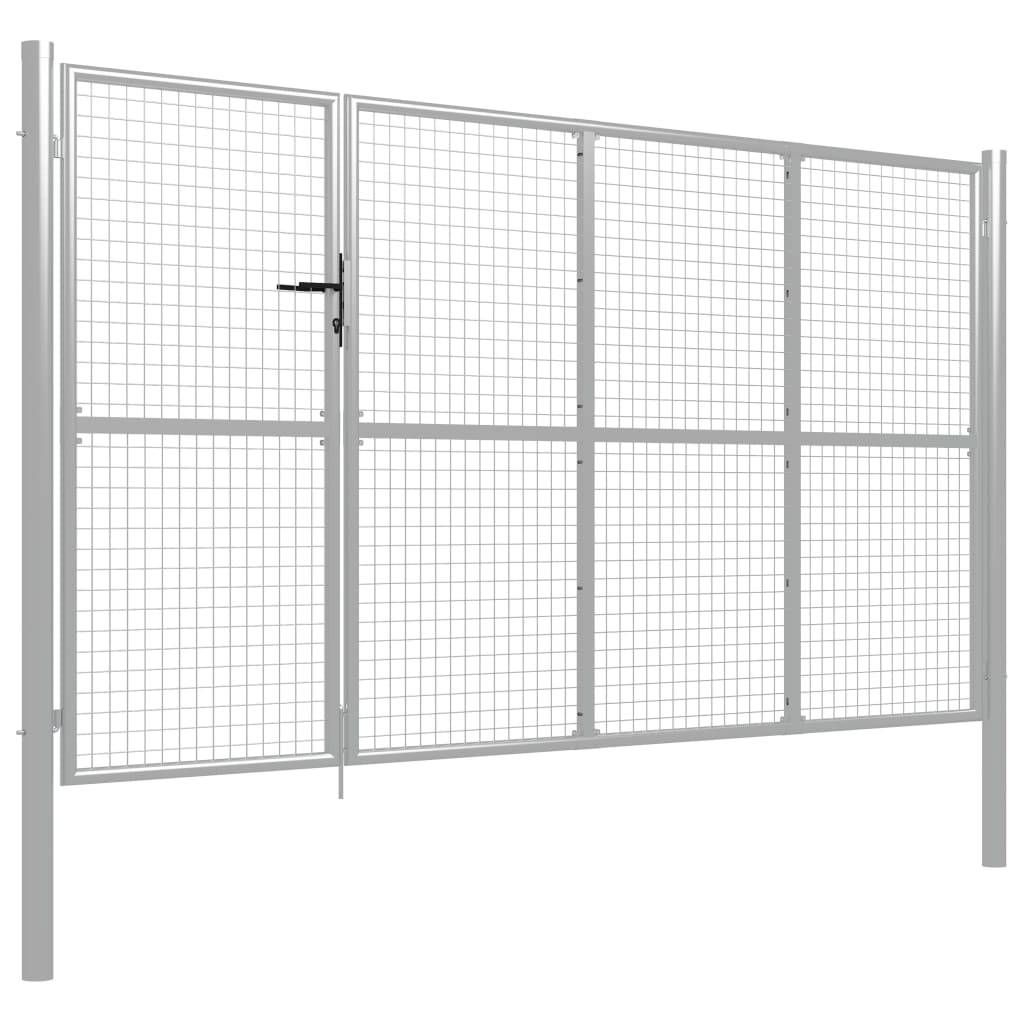 vidaXL Gartentor Stahl 350 x 150 cm Silbern-1