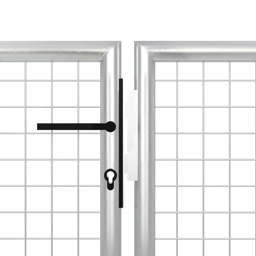 vidaXL Gartentor Stahl 350 x 150 cm Silbern-2