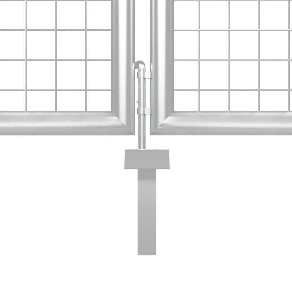 vidaXL Gartentor Stahl 350 x 150 cm Silbern-3