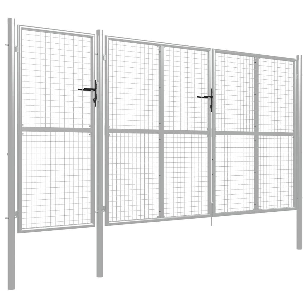 vidaXL Gartentor aus Stahl 400 x 150 cm Silber-1