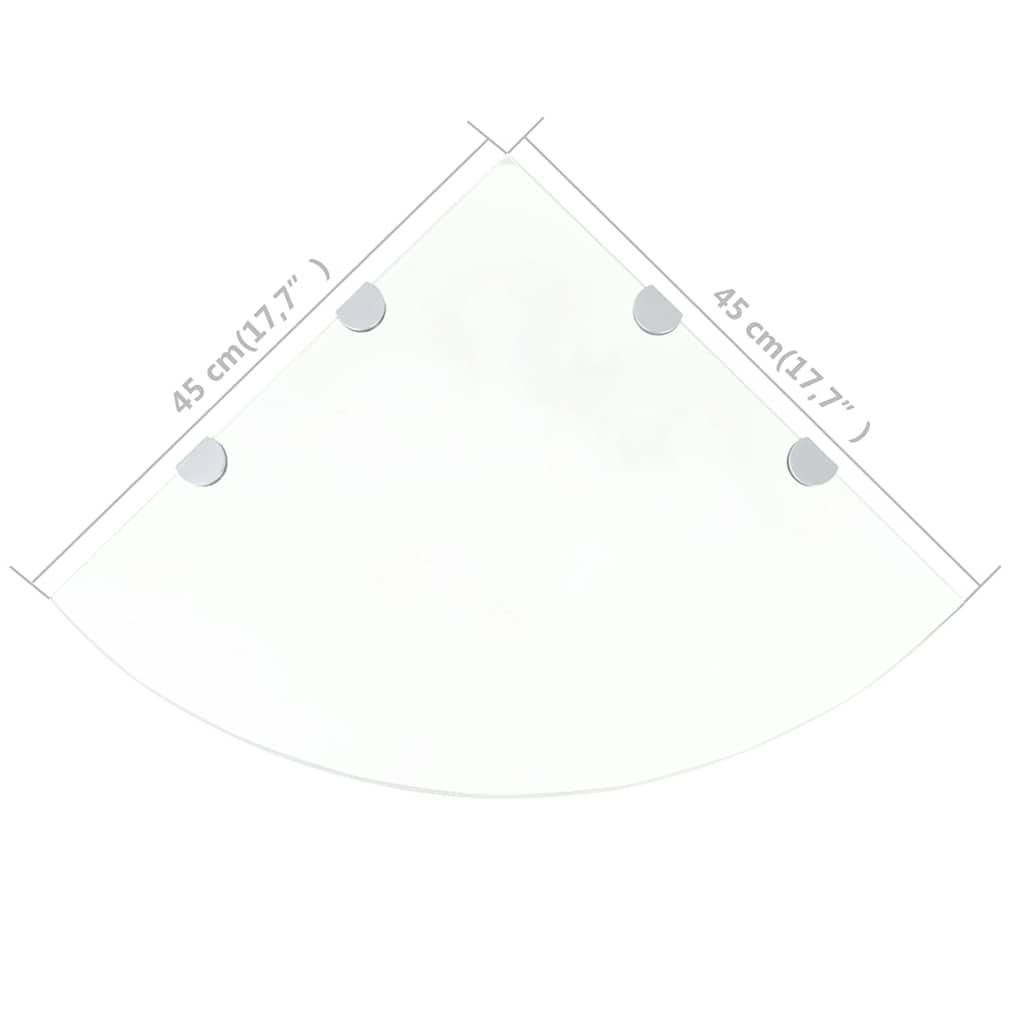 vidaXL Eckablage mit Verchromten Halterungen Glas Transparent 45x45 cm-3