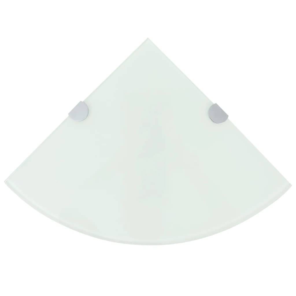 vidaXL Eckablage mit Verchromten Halterungen Glas Weiß 35x35 cm-0