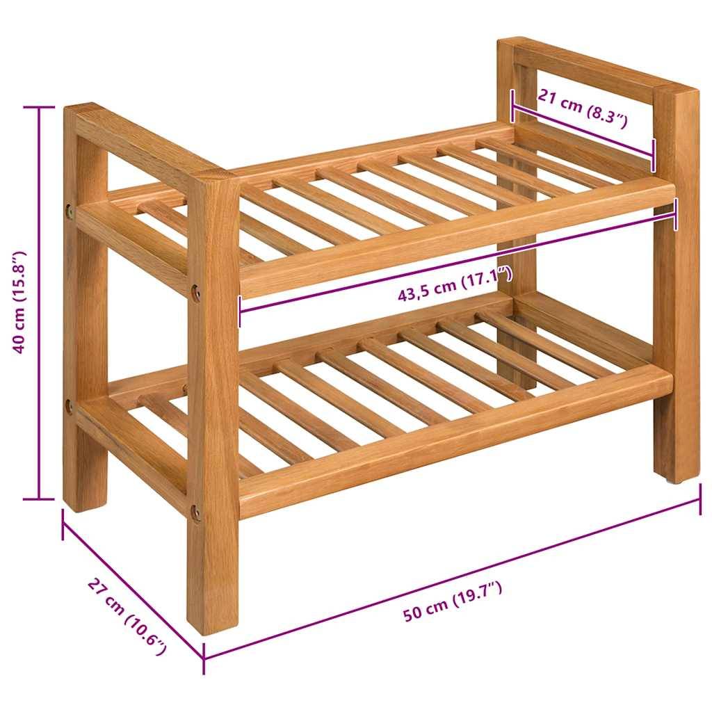 vidaXL Schuhregal mit 2 Etagen 50x27x40 cm Massivholz Eiche-4
