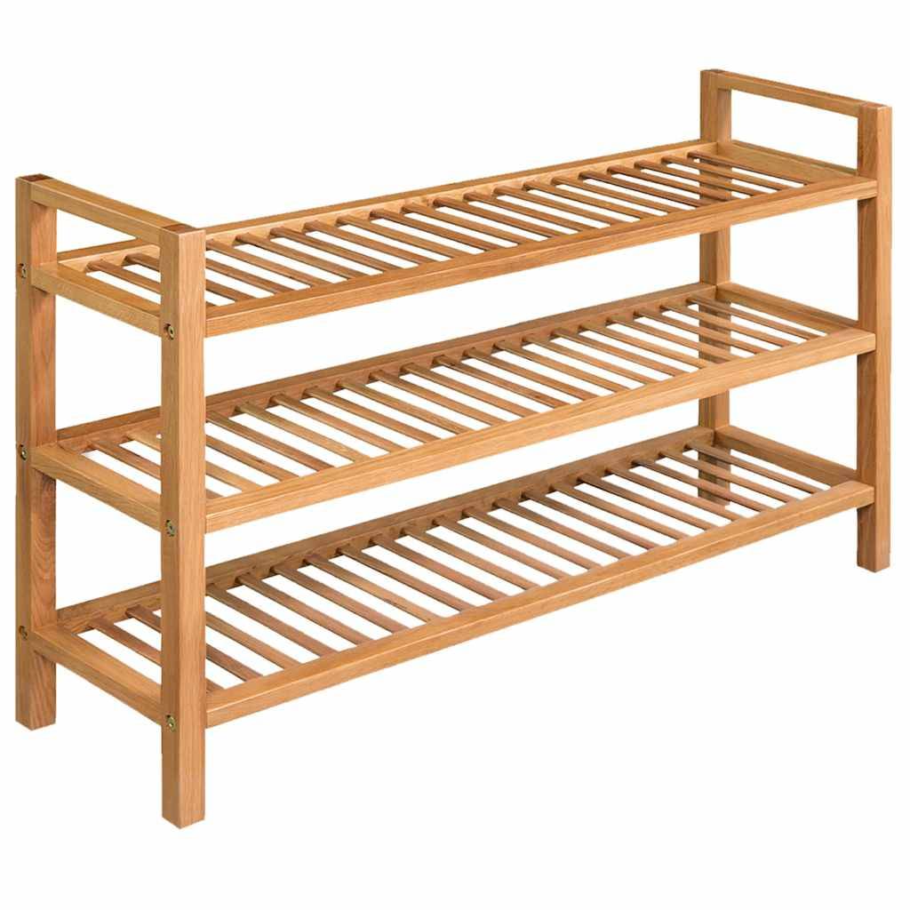 Schuhregal mit 3 Etagen 100 x 27 x 59,5 cm Massivholz Eiche-0