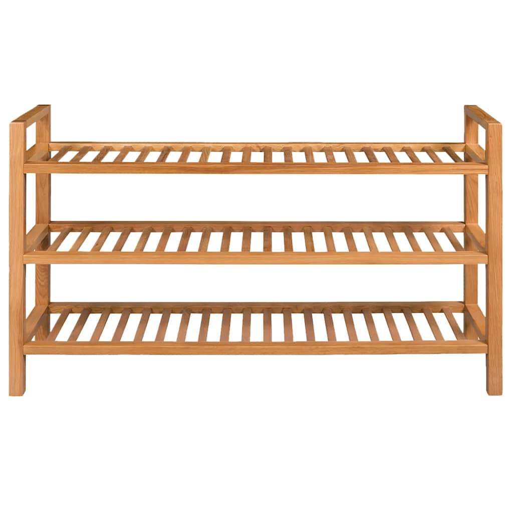 Schuhregal mit 3 Etagen 100 x 27 x 59,5 cm Massivholz Eiche-1