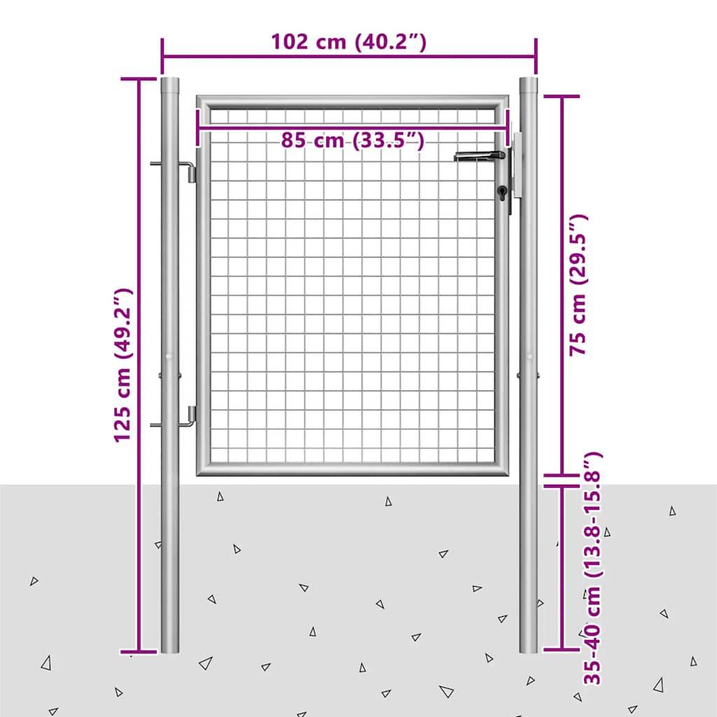 vidaXL Gartentor verzinkter Stahl 100 x 75 cm Silber-3