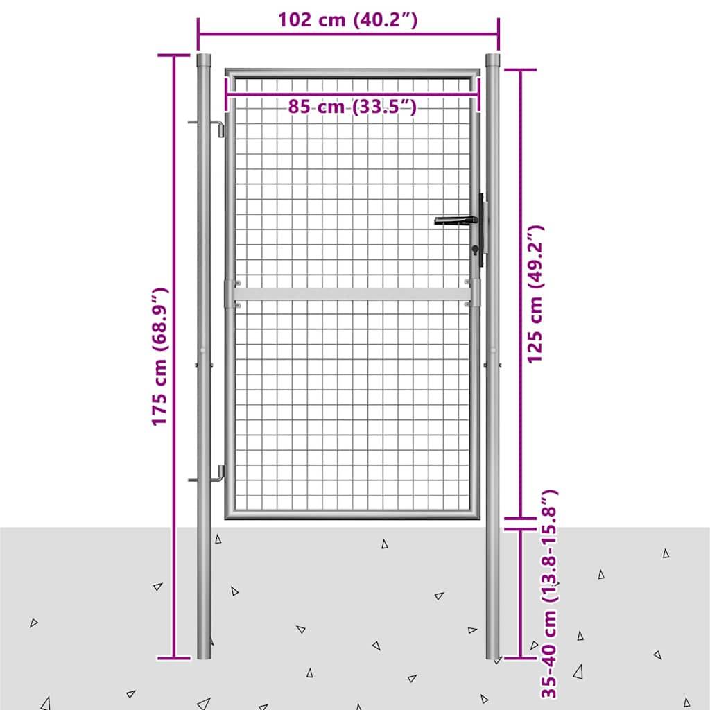 vidaXL Gartentor verzinkter Stahl 100 x 125 cm Silber-3