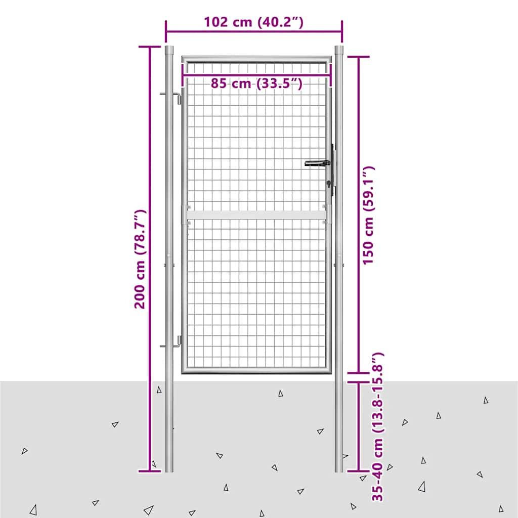 vidaXL Gartentor verzinkter Stahl 100 x 150 cm Silber-3